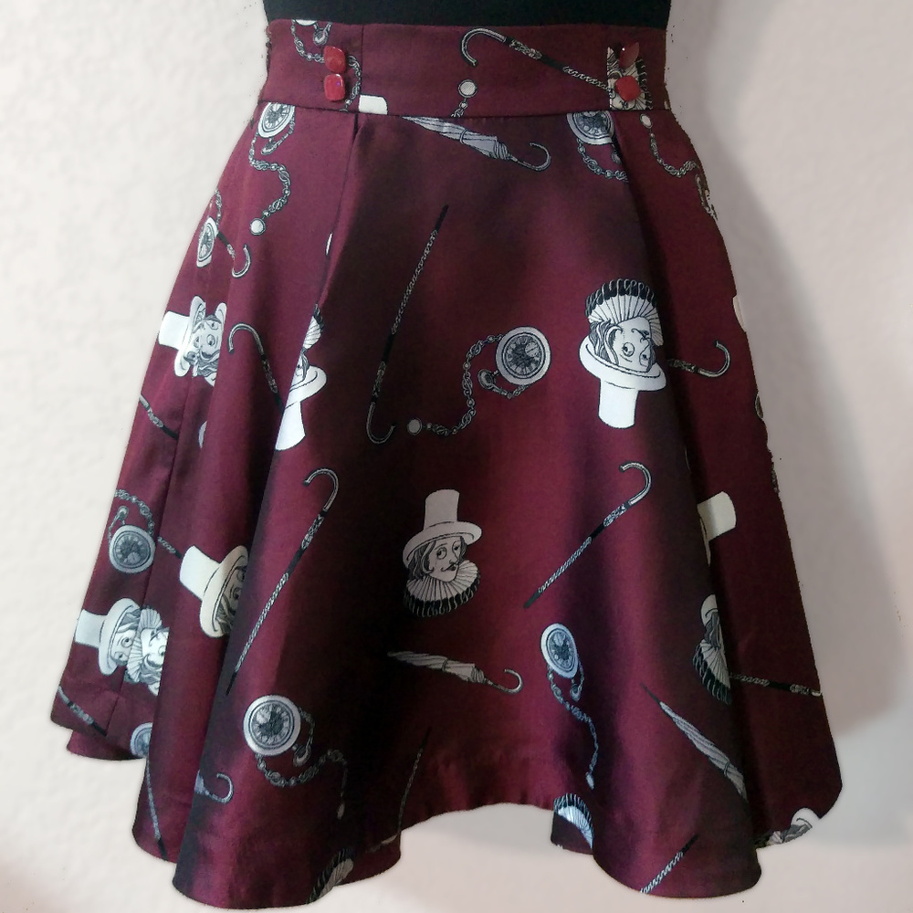 Ledin x Tibi maroon taffeta circle skirt Euro 40